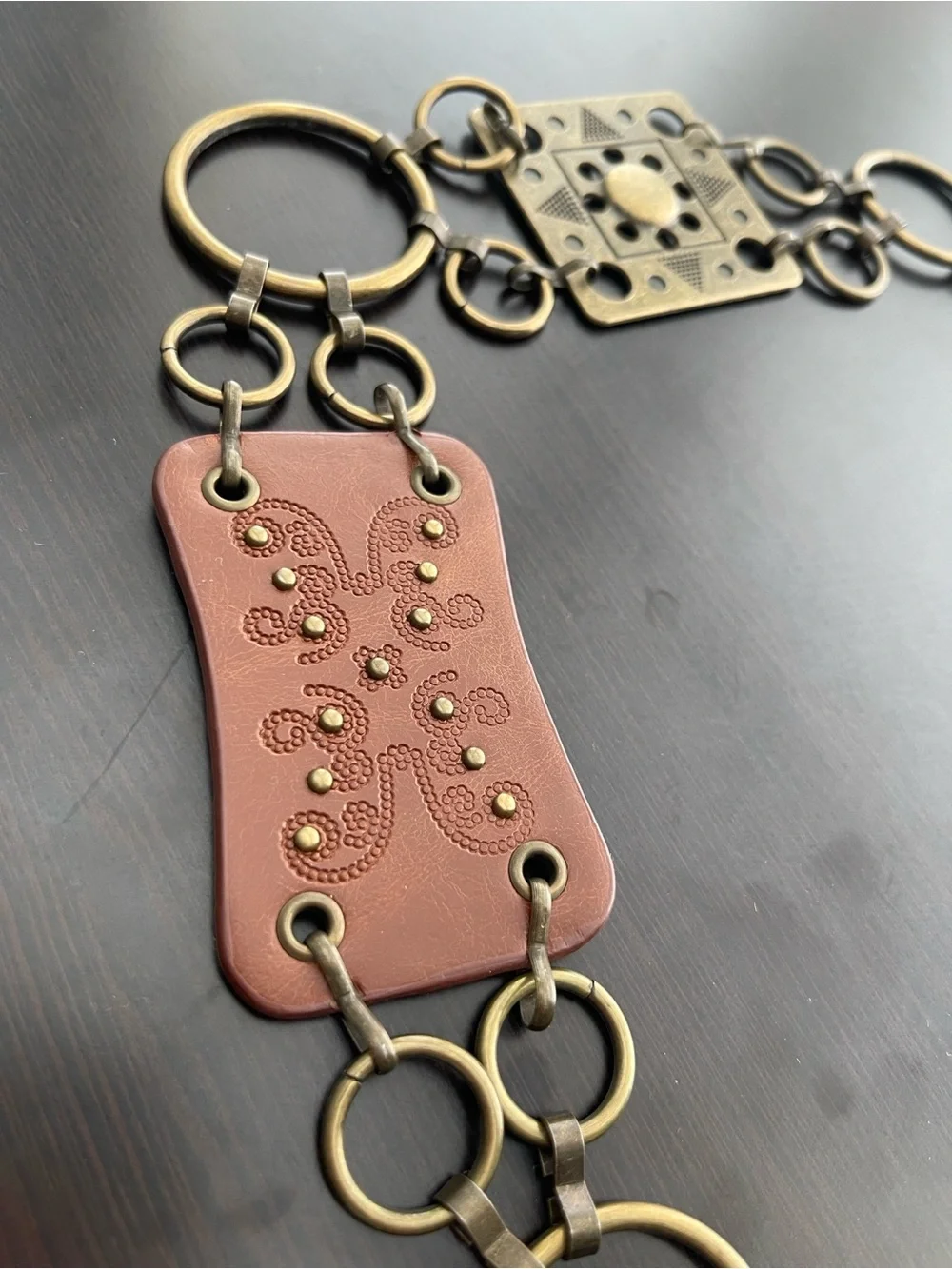 Boho Chain Belt / Y2K Western Style Leather Accent Belt- women